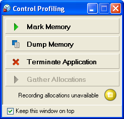 This dialog is used to start and stop profiling