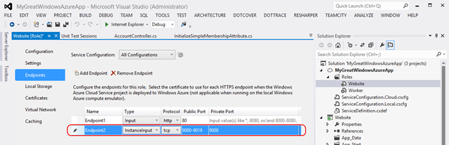 Windows Azure InstanceInput endpoint