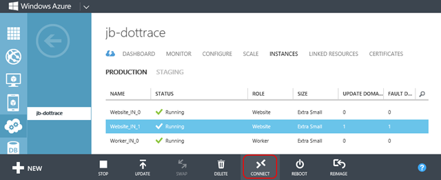 Windows Azure connect to specific role instance