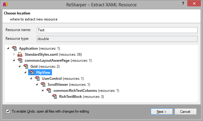 ReSharper 8 Extract XAML Resource dialog