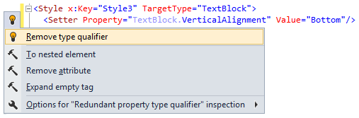 ReSharper 8 XAML remove type qualifier context action
