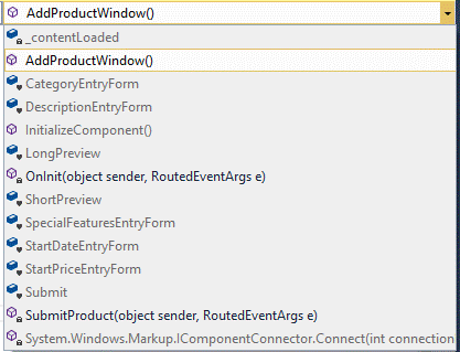 Visual Studio 2013. List of file members