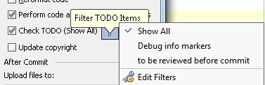"Check TODO" before commit handler option in Commit dialog