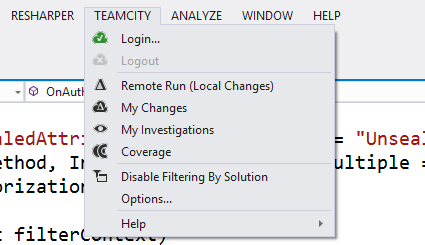 TeamCity plugin for Visual Studio menu entry