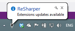 ReSharper update notification balloon tooltip